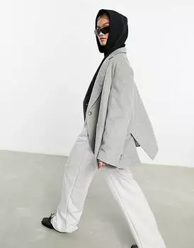 Серый шерстяной свободный пиджак ASOS DESIGN Grandad