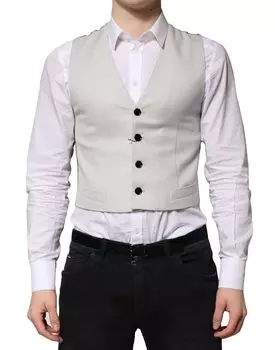 Серый шерстяной жилет для мужчин Dolce & Gabbana, Gray