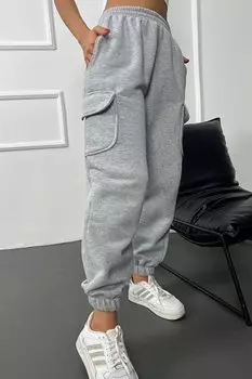 Серый спортивный костюм с карманами-карго, приподнятой внутренней частью и эластичными манжетами Giens