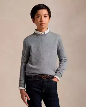 Серый свитер для мальчика из шерсти мериноса Polo Ralph Lauren