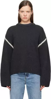 Серый свитер из шерсти и кашемира с вышивкой TOTEE TOTEME