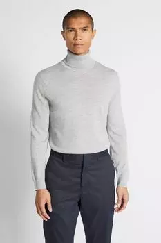 Серый свитер из шерсти мериноса с водолазкой MOSS, серый