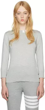 Серый свитер с 4 полосами Thom Browne