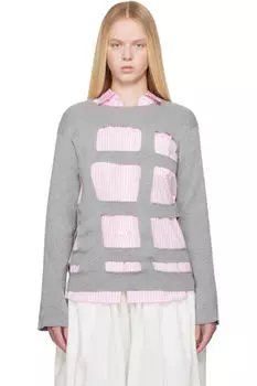Серый свитер с геометрическими вырезами Comme des Garons Shirt