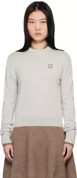 Серый свитер с лисьей головой Maison Kitsune, Light grey melange