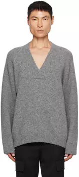 Серый свитер с v-образным вырезом Rhe