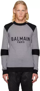 Серый свитер со вставками Balmain