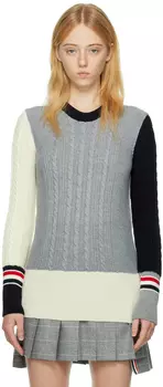 Серый свитер со вставками Thom Browne
