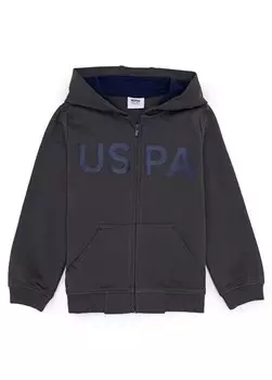 Серый свитшот для мальчика с принтом AMATAFIY023 U.S. Polo Assn., серый