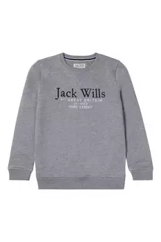 Серый свитшот с круглым вырезом и надписью Jack Wills, серый