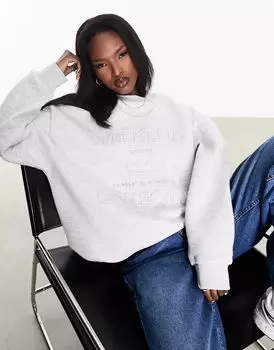 Серый свитшот с потертым логотипом ASOS Weekend Collective