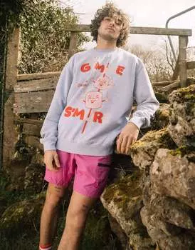 Серый свитшот унисекс с графическим рисунком Gimme s'more Batch1