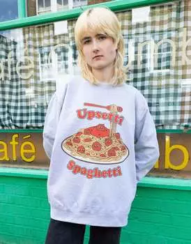 Серый свитшот унисекс с рисунком спагетти-спагетти Batch1