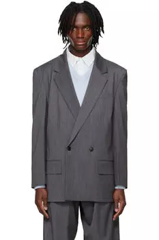 Серый свободный двойной блейзер System