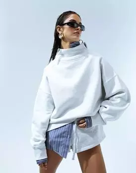 Серый толстый свитшот с высоким воротником ASOS