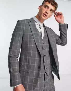Серый тонкий пиджак в клетку рафа River Island