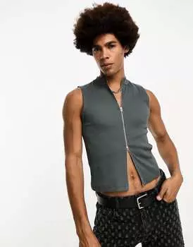 Серый топ без рукавов с воротником-воронкой COLLUSION