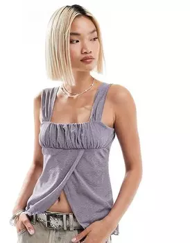 Серый топ COLLUSION в стиле 90-х с запахом спереди