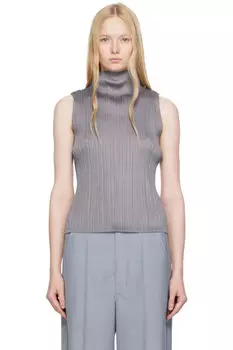 Серый топ из рами в складку PLEATS PLEASE ISSEY MIYAKE