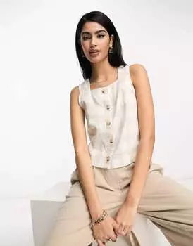 Серый топ на пуговицах Madewell в клетку