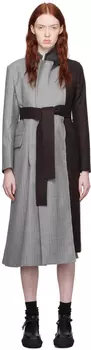 Серый тренч в полоску sacai