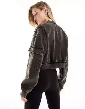 Серый укороченный бомбер Missy Empire Missyempire