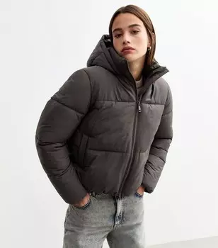 Серый укороченный пуховик New Look, серый
