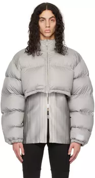 Серый укороченный пуховик VTMNTS
