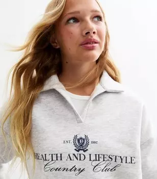 Серый укороченный свитер из джерси Country Club для девочек New Look, темно-серый