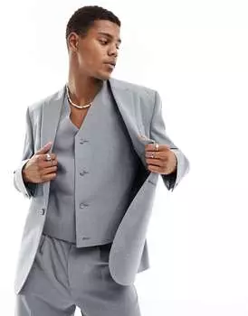 Серый узкий пиджак ASOS