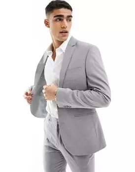 Серый узкий пиджак ASOS DESIGN