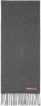 Серый узкий шерстяной шарф с бахромой Acne Studios, Grey melange