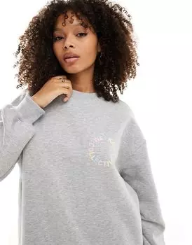 Серый вересковый свитшот с пастельным логотипом ASOS DESIGN Weekend Collective