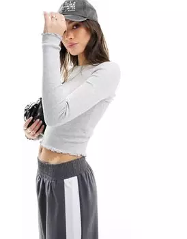 Серый вересковый топ с длинными рукавами и круглым вырезом Miss Selfridge