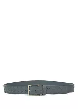 Серый вязаный фактурный мужской кожаный ремень Bottega Veneta