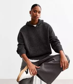 Серый вязаный худи с передним карманом New Look, серый