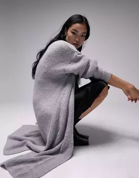 Серый вязаный кардиган макси Topshop