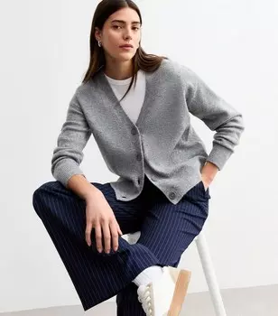 Серый вязаный кардиган на пуговицах New Look, серый