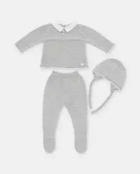 Серый вязаный комплект из трех предметов для мальчика Martn Aranda, светло-серый