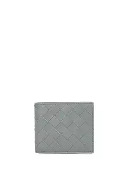Серый вязаный мужской кожаный кошелек с текстурой Bottega Veneta