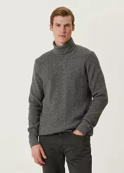 Серый вязаный свитер с фактурным рисунком Beymen