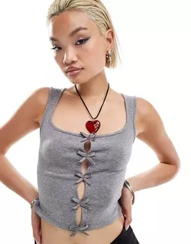 Серый вязаный топ с бантом Motel vonnie