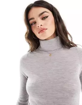 Серый вязаный топ с высоким воротником из прозрачной шерсти мериноса & Other Stories