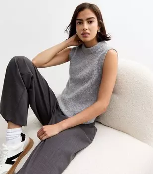 Серый вязаный топ-свитер букле New Look, серый