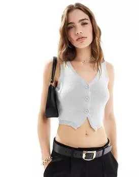 Серый вязаный жилет Stradivarius
