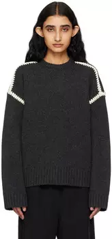 Серый вышитый свитер TOTEE TOTEME