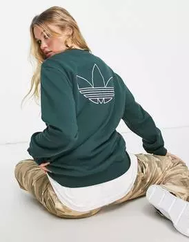 Серый зеленый свитер с трилистником adidas Originals