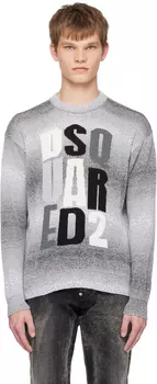 Серый жаккардовый свитер Dsquared2