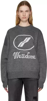 Серый жаккардовый свитер We11done