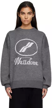 Серый жаккардовый свитер We11done